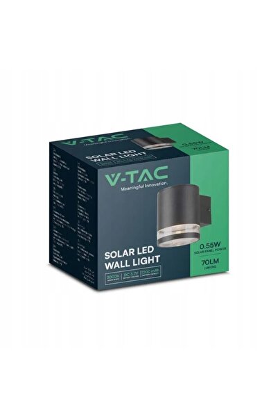 NO BRAND V-TAC 1W LED Negru IP54 Lampă de perete exterioară alimentată solar ...