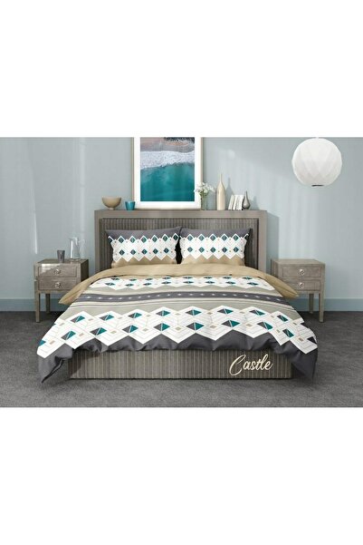 NO BRAND Lenjerie de pat din bumbac 200X220 Castle Bronze Turcoaz
