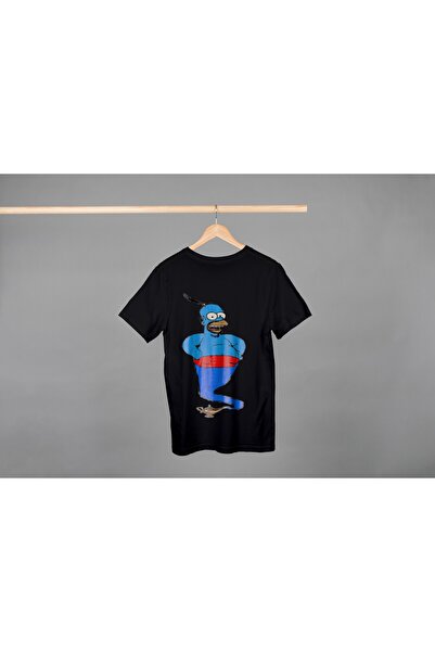 Noname Tricou Unisex Bumbac Premium Casual " Homer Simpson Genie " Inscriptie