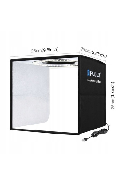 PULUZ 25x25 25cm Cutie luminoasă LED pentru fotografie de produs + Fundaluri 10W