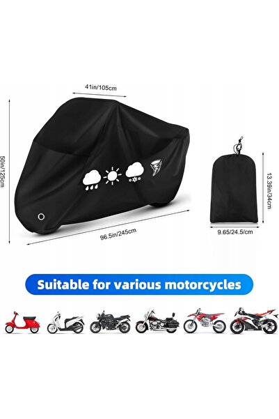 NO BRAND Plandeka pentru motocicletă 245X105X125 cm Impermeabilă cu orificiu ...