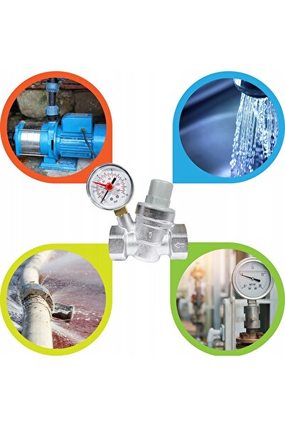 NO BRAND Reductor de presiune apă cu manometru 1'' DN25 Regulator 1,5-6,5 Bar...