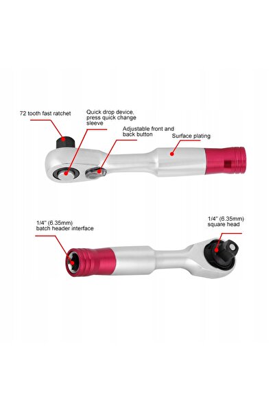 NO BRAND Mini Cheie cu clichet 1/4 inch Unelte pentru biciclete 85mm 72 dinți