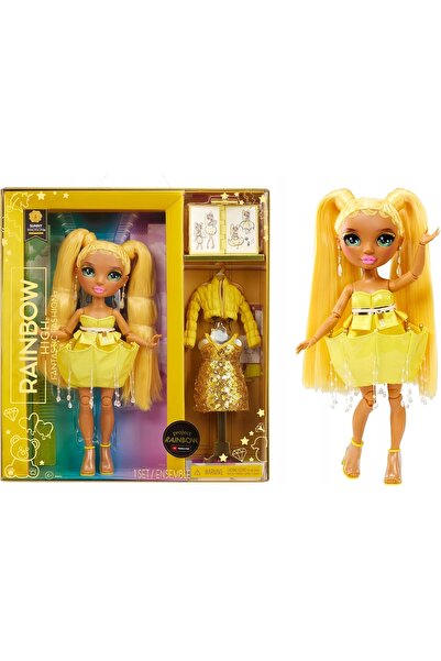 NO BRAND Păpușă de modă galbenă 28 cm, Set 2 ținute și accesorii pentru copii 4+