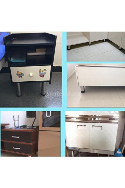 NO BRAND 4 x Picioare de mobilier din lemn negru, cu tăietură circulară de 10 cm