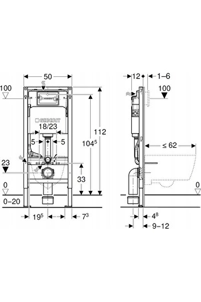 NO BRAND Geberit Duofix Basic Set de montaj în perete pentru WC suspendat 111...