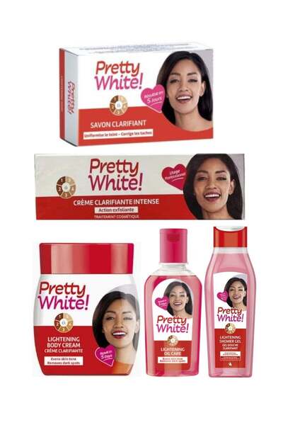 Pretty White 5-Piece Set – Lightening Body Cream 120ml, Shower Gel 500g, Body...