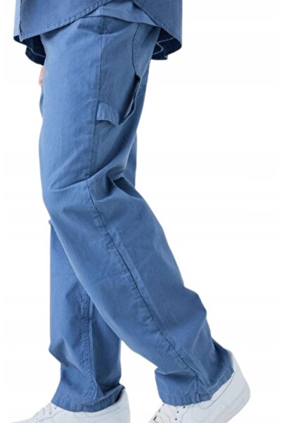 NO BRAND Pantaloni lungi din bumbac albaștri, stil relaxat, croială largă și ...