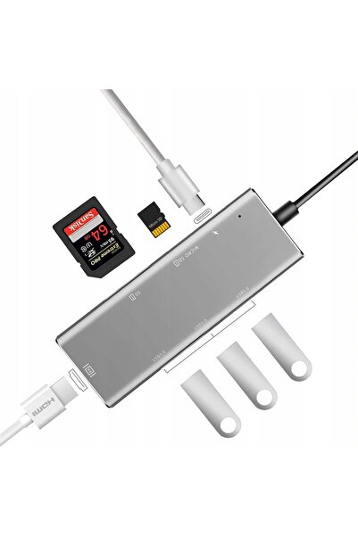 NO BRAND ADAPTOR HUB 7 în 1 USB-C HDMI 4K pentru MacBook Pro / Air