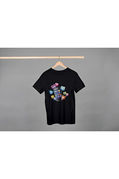 Noname Tricou Unisex Bumbac Premium Casual " Aplicatii mobile " Inscriptie
