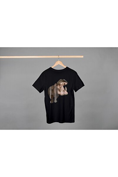 Noname Tricou Unisex Bumbac Premium Casual " Hipopotan real " Inscriptie