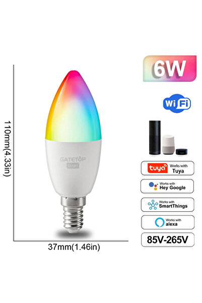 Choice نعم، مصباح LED ذكي RGB قابل للتعتيم، 85-265 فولت، C37، 6 واط، E14، Tuy...