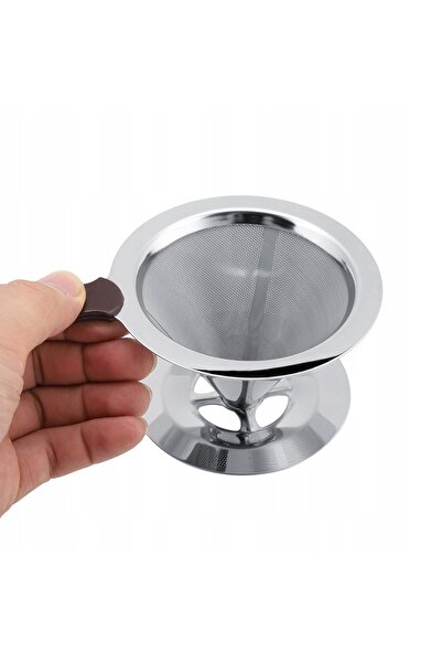 NO BRAND Filtru de cafea din oțel inoxidabil, cu strat dublu, reutilizabil, c...