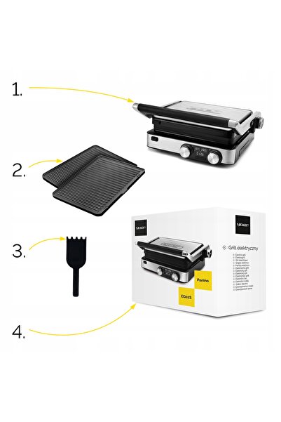 NO BRAND Grătar electric tip panini Yoer 2000W + Programator de timp și tempe...