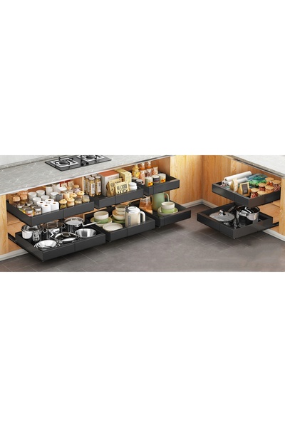 NO BRAND Organizator telescopic negru pentru sertar/dulap, tip raft glisant