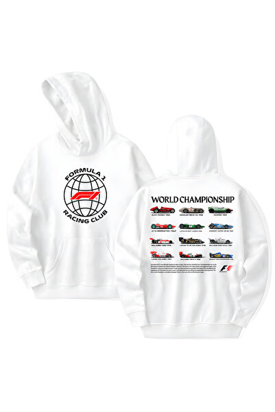 STİL-X Formula 1 Printed Cotton Long Sleeve Hooded Sweatshirt with 3 Yarns