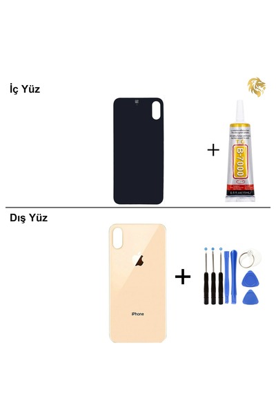 ARSKİNG iPhone XS Altın Arka Kapak Arka Cam Batarya Kapağı Lazer Kesim Kapak ...