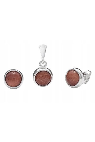 NO BRAND Set de argint cercei+pendant nisip de deșert