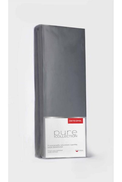 Detexpol Cearșaf de pat din satin cu elastic 220x200 Gri închis