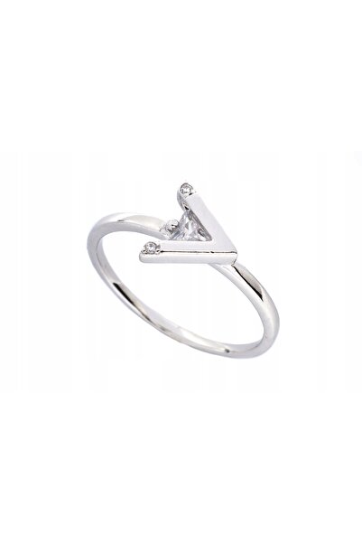 NO BRAND Inel din argint placat cu rodiu cu zirconiu cubic, mărimea 17