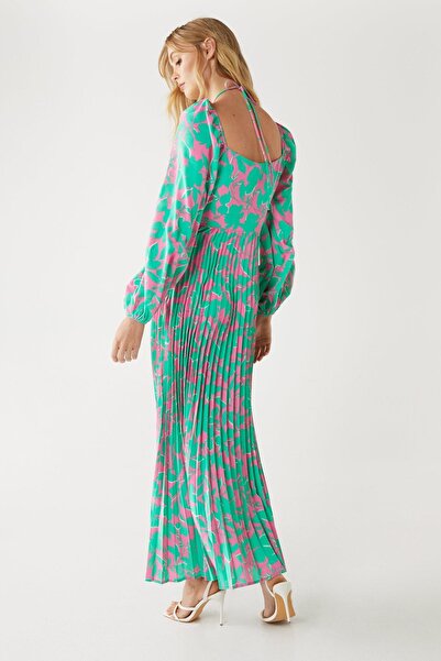 NO BRAND Rochie verde maxi cu mâneci lungi, design clasic cu flori, Depozit 38