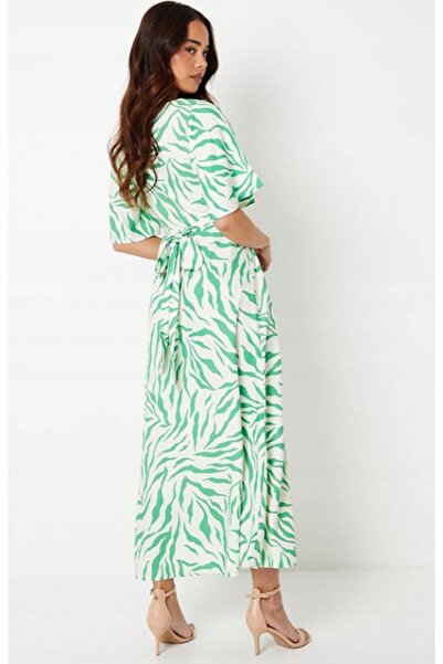 NO BRAND Rochie clasică crem midaxi cu model verde Dorothy Perkins 44