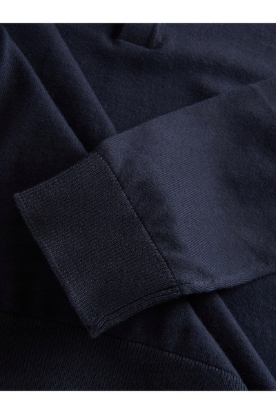 NO BRAND Pulover bleumarin, mâneci lungi, nasturi clasici tip polo, bumbac un...