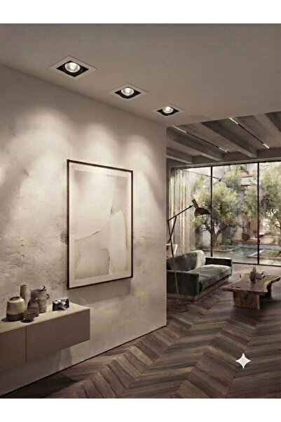 Herolight Marbella Dekoratif Kasa Tekli Kare Beyaz-Siyah (Günışığı)