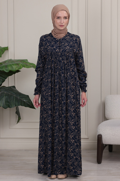 fistan Shirred Robadan Buttoned Front Viscose Fabric Tesseture Clothing Mothe...