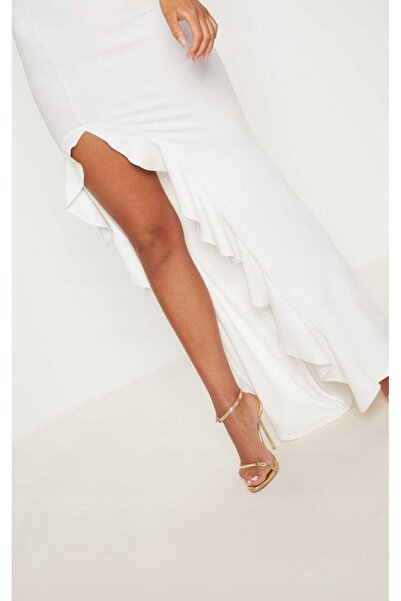 NO BRAND Rochie maxi albă de seară cu șliț asimetric prettylittlething 40