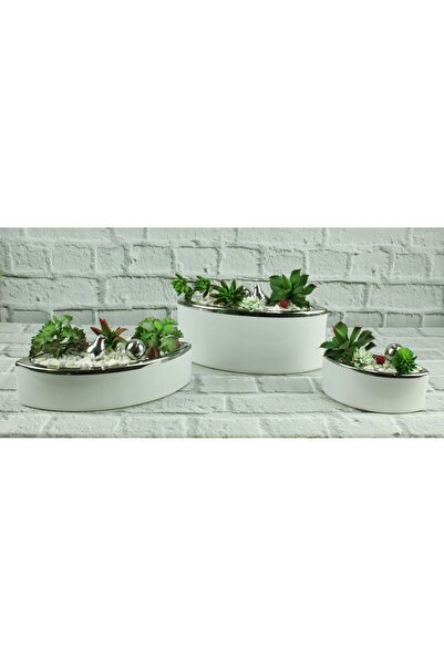 NO BRAND Vază ceramică alb-argintie pătrată Lună