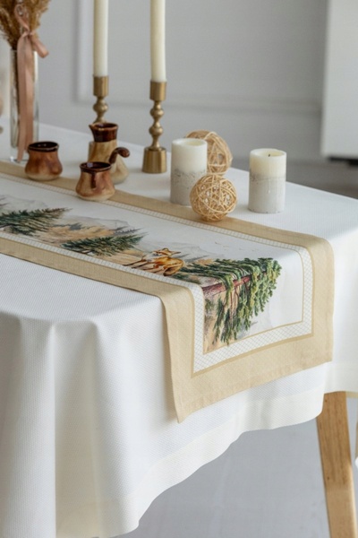 NO BRAND Față de masă decorativă 40x145 cm dąbrowa, din bumbac, rezistentă la...