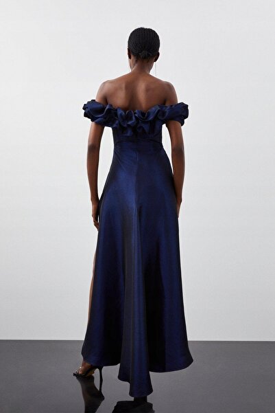 NO BRAND Rochie de cocktail asimetrică bleumarin metalizată Karen Millen 44