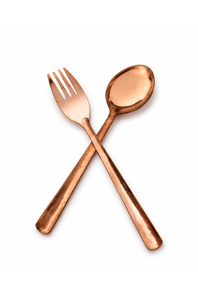 ARANA Set lingură și furculiță din cupru, AranA, 19 cm, 1 lingură și 1 furculiță