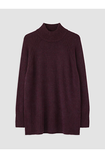 LC Waikiki Purple Half Turtleneck Oversized Women's Knitwear Tunic