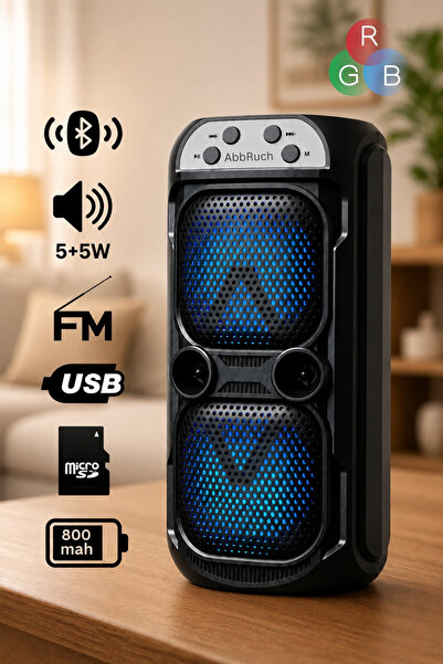 Abbruch Bluetooth Hoparlör Taşınabilir RGB Işıklı FM Radyo USB/TF Kart Destek...
