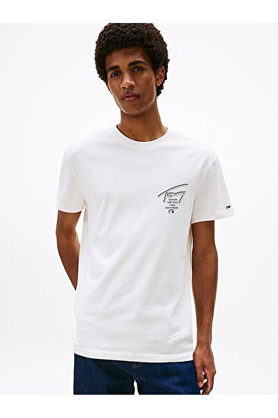 Tommy Hilfiger Tjm Reg Sign City Tee Ext Men's White T-Shirt - Dm0Dm22120