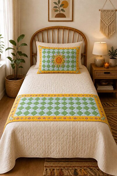Evdek Single quilted bed runner and pillow set 60x150 cm 6etd4