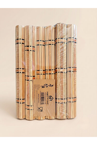 AiroBazar 6-Piece Natural Bamboo American Placemat Set - Washable Placemats