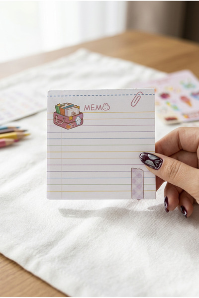 Plumie Study Time Memo Pad 50 Yaprak | Kawaii Yapışkansız Kare Not Kağıdı