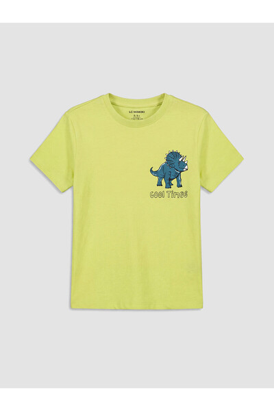 LC Waikiki Original Oval Collar Dinosaur Printed Boys' T-Shirt