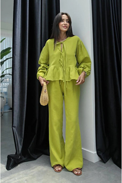 My Blog Set cămașă și pantaloni verde ulei - 2y24y98666