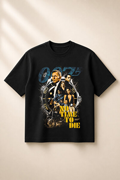 SVART WEAR تيشيرت No Time To Die مطبوع بقصة واسعة وفضفاضة للجنسين مصنوع من ال...
