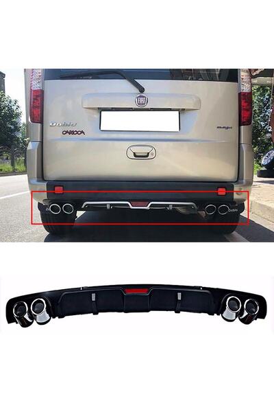 HasAkman Fiat Doblo Siyah Difüzör 4 Krom Egzoz Görünümlü Difizör Arka Ek Body...