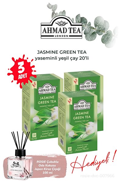 Ahmad Tea Yasemin Aromalı 3 Paket Yeşil Çay 20'li ve Oda Kokusu