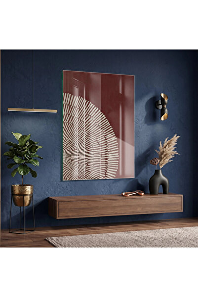 KOLAJTASARIM Radiant Pattern Warm Coffee Shades Single Glass Table Wall Livin...
