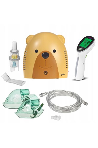 Promedix Inhalator pentru copii, set mască ursuleț, filtre, termometru fără c...
