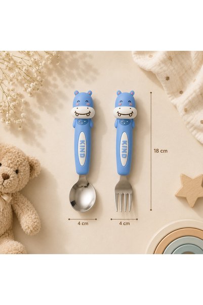 LUMY KIDS Premium Children's Fork and Spoon Set with Cute Figures |   Set with Stainless Steel Tips and Silicone Handles