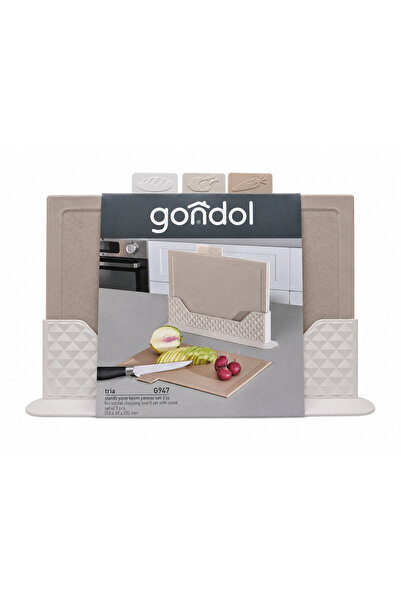 Gondol 3'lü Standlı Yatay Kesme Panosu Seti | Renk Kodlu Kabartma Desenli Hij...
