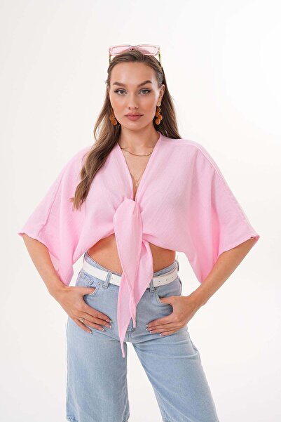 DazzUp Women's Muslin Fabric Tied Bolero